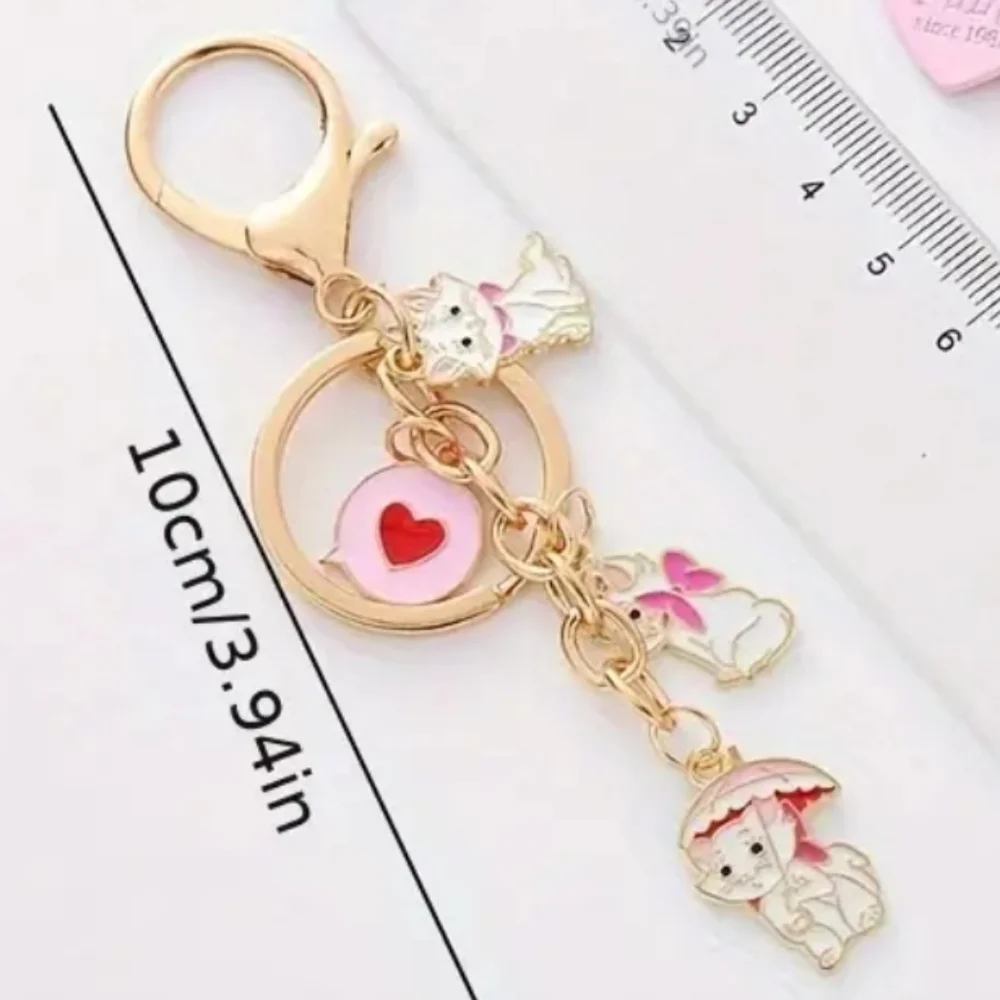 Marie Cat Keychain Disney Aristocats Enamel Bag Charm Key Ring Parisian Chic